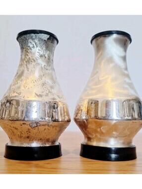 VTG Mercury Glass Salt and Pepper Shakers West Germany MCM Mid Century Silver